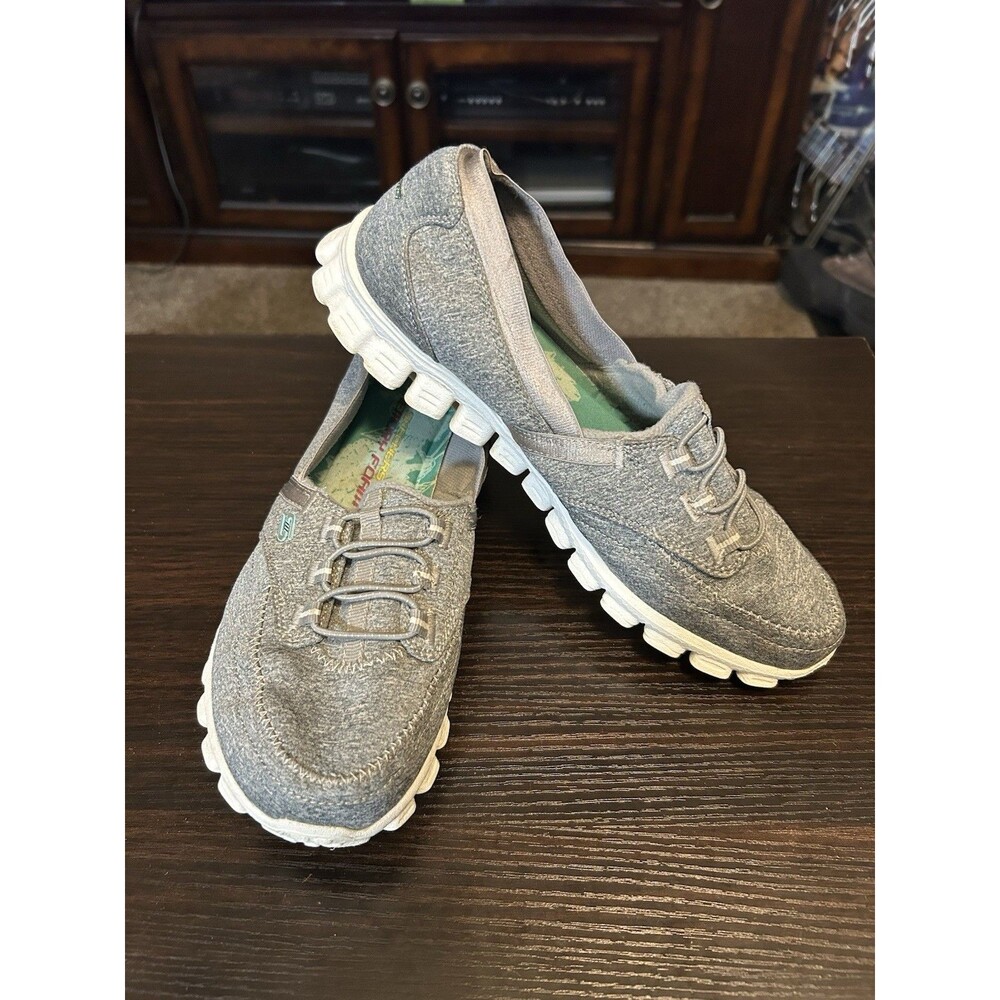 Skechers EZ Flex Flicker Womens 8 Gray Slip On Memory Foam Walking Shoes 22832